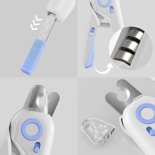 MXHIGO 2 en 1 Cortauñas para Perros y Gatos con Luz LED y Lima de Uñas, Ilumina las Uñas o la Línea de Sangre para Recortadores Seguros, Evitar Cortes Excesivos, Corte Rápido, Fácil de Recortar