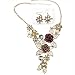 SANITRO Women's Vintage Flower Rose Gold Necklace Statement Earrings Jewelry Set