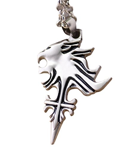 Qinol Final Fantasy Wolf Head Cross Necklace Cosplay Accessory Pendant