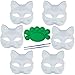 6 Pack Set DIY Full Face Handmade Mask Pure White Hard Paper Mask with Two Brushes and One Pigment Plate (Cat)