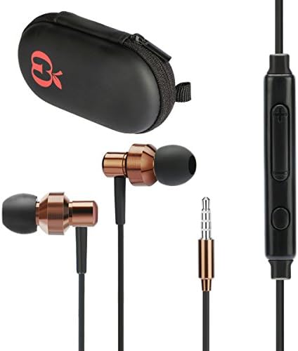 In-Ear Headphone-Bass Stereo Earbuds Headphones,Wired Metal Earphones with Carrying Case Built-in Mic Hand-Free Calling Extra Earbuds -3.5mm Jack--BlackGold