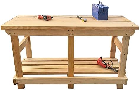 MissSnower Wooden Work Bench Table with 3cm Thick Pine Top 6ft (1.83m)