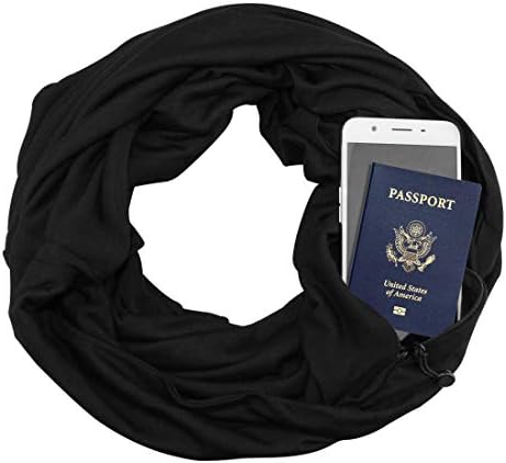 Women's Infinity Scarf with Hidden Zipper Pocket Travel Loop Scarf Wrap