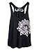 Blonde Peacock Women's Black and Pale Pink Lotus Flower Design Loose Fit Racerback Yoga Tank Top (Medium, Black)
