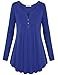 Becanbe Women's Vintage Long Sleeve V Neck Pleated Tunic Shirt