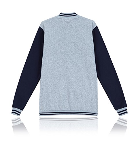 Trifuness Varsity Jacket Letterman Jacket Baseball Jacket With Long Sleeve Banded Collar Grey XXX-Large