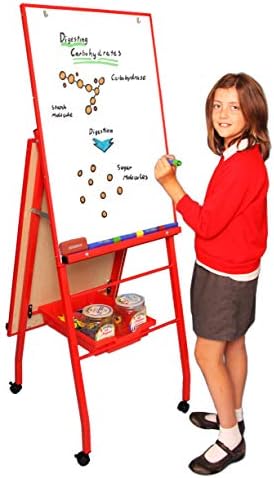 Youngstart Portrait Style Double Boarded Mobile A-Frame Easel (Red) - School Teaching Aid / Classroom Resource