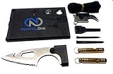 Nexfinity One Survival Card Credit Card Multitool with 2 Rescue Whistles, Magnesium Fire Starter, Knife, small Paracord great for camping, hiking, fishing, outdoors, bushcraft, survivalists. (Black)