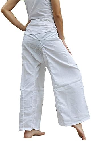 One Tone Pure White Lululemon Pants Yoga Pants Thai Fisherman Trousers Free Size Cotton Drill