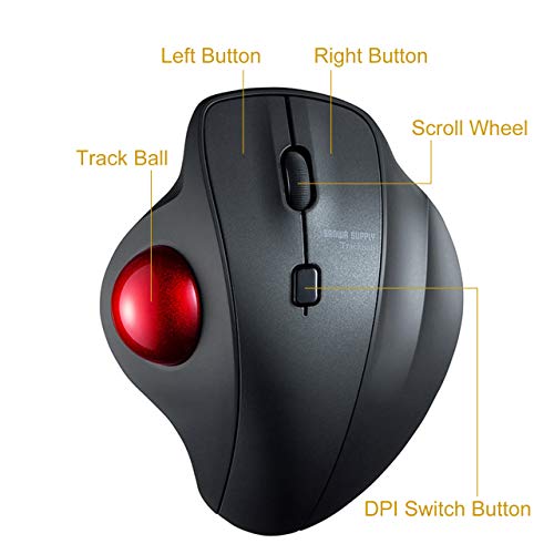 SANWA (Japan Brand) 2.4G Wireless Ergonomic Trackball Mouse, Silent