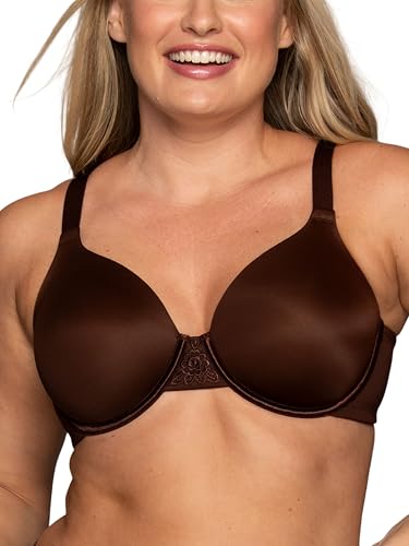 Vanity Fair Womens Full Figure Beauty Back Smoothing Bra, 4 Way Stretch Fabric, Lightly Lined Cups Up to H, Underwire - Cappuccino, 42D