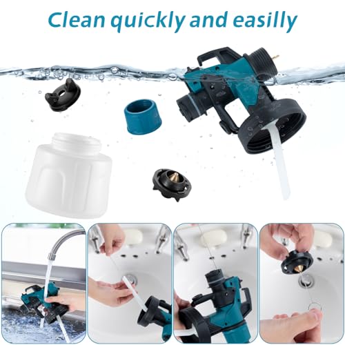 Pistola de Pintura, 800W Pistola para Pintar Eléctrica con Recipiente de 1400ml, Pulverizador de Pintura Multipropósito con 3 Modos de Pulverización y 4 Boquillas para Casas, Paredes, Muebles, Cercas