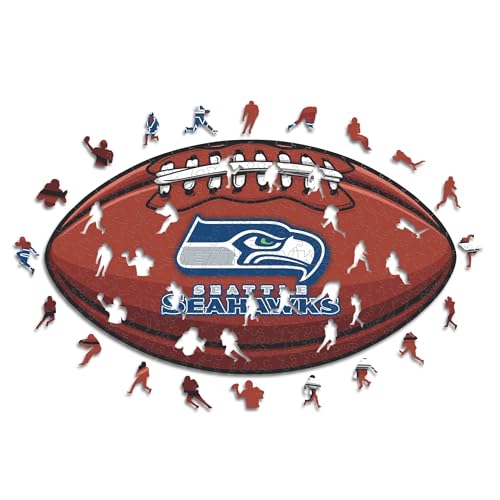 Iconic Puzzles, Seattle Seahawks Crest, 100% ökologisch nachhaltiges Holzpuzzle mit offizieller Lizenz, Größe M, 270 Teile