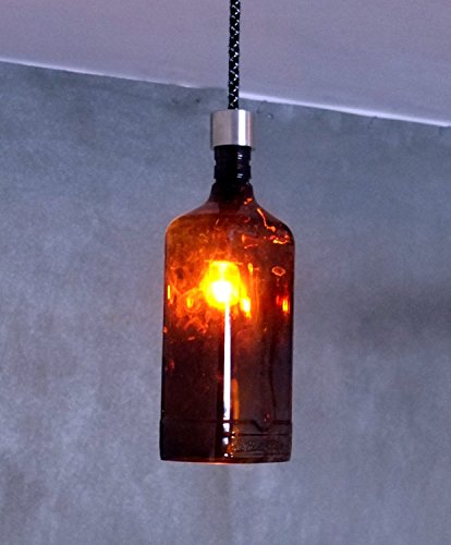Industrial Bottle Lighting - Ceiling Pendant Light Made from Ballantine's finest Whiskey Bottle - Recycled Glass Hanging light fixture