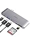 USB Type C Hub, YZPGBT 5 in 1 USB-C Adapter with Type C Power Delivery, SD/Micro SD Card Readers, USB 3.0 Port, USB 2.0 Port, Aluminum Multi-Port Adapter for MacBook Pro and Other Type C Laptops-Gray
