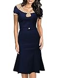 Miusol Women's Vintage Polka Dot Neck 1950'S Classical Slim Cap Sleeve Evening Dress