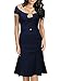 Miusol Women's Vintage Polka Dot Neck 1950'S Claasical Slim Cap Sleeve Evening Dress,Blue,Large