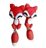 Scheppend Polymer Clay Cute Cartoon Fox Handmade Stud Earrings