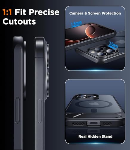 ELEPIK Stronger Magnetic for iPhone 15 Pro Max Case with Flush Stand [Compatible with MagSafe] [10 FT Military Grade Drop Tested] Slim Matte Silicone iPhone 15 Pro Max Phone Case, Black
