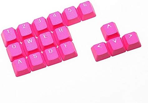 Rubber Gaming Keycap Set Rubberized Doubleshot Keycaps Cherry MX Compatible OEM Profile Shine-Through Set of 18 keycaps (Rose Red)