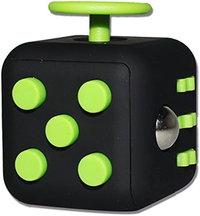 Stress Squeeze Fun Anti Stress 6-Sided Desk Toy Cube for Adults and Children (Black and Green)