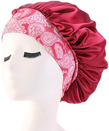 Sleeping Cap Salon Bonnet, Soft Silky Night Hat Head Cover Hair Loss Chemo Caps for Women Girls (wine red)