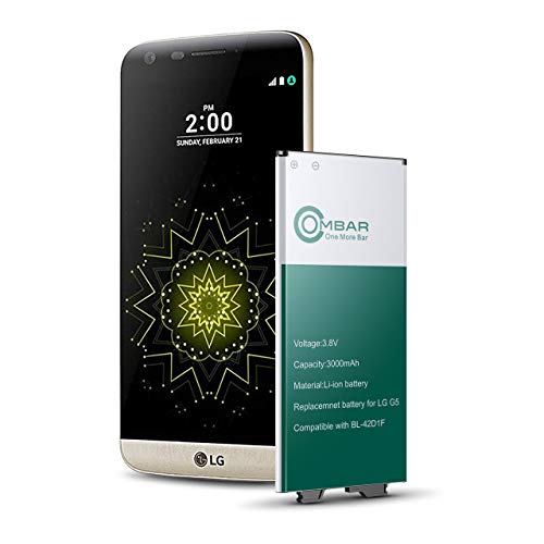 LG G5 Battery, OMBAR 2800mAh Replacement Battery Compatible with LG G5 BL-42D1F, Fit US992 VS987 H820 H830 LS992 G 5 H845 Dual H850 H858 (24 Month Warranty)