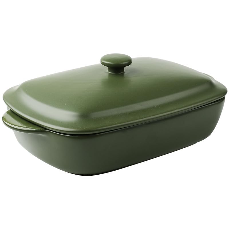 TUSIMI Ceramic Casserole Dish with Lid,33oz Covered Rectangular Baking Dish with Lid,Deep Casserole Cookware Bakeware,Oven Safe and Dishwash Safe