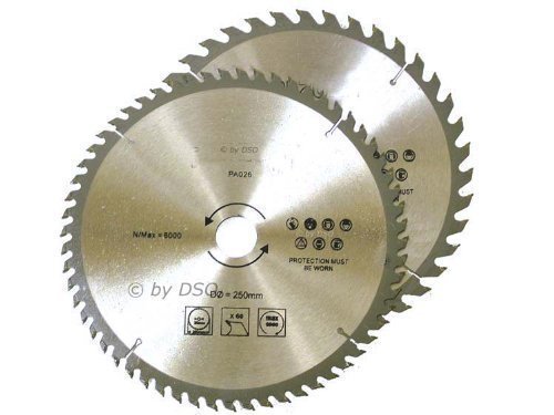 toolzone PA026 250 mm 40/60 Teeth TCT Circular Saw Blades - Silver (2-Piece)