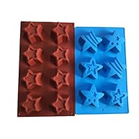 2 Star Shaped Silicone Molds - Patriotic Party Stars Soap Mold - Bath Bombs Cake Baking Jello - 4th of July Holiday Shapes - by Jolly Jon