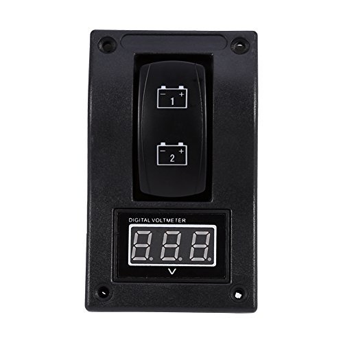 Yosoo 12V RV Marine Boat Voltage Voltmeter LED Dual Battery Test Panel Rocker Switch ON-Off-ON
