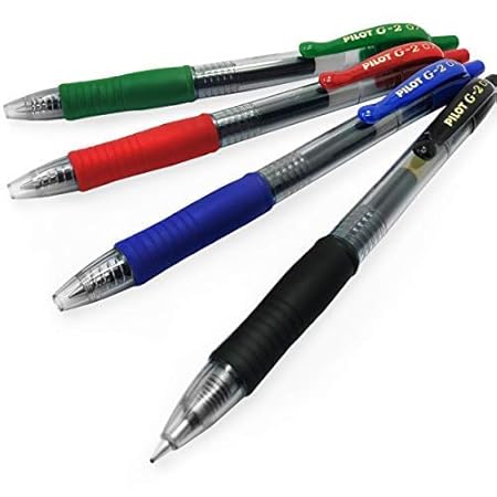 Pilot G-2 07 Gel-Tintenroller, 0,7 mm, Schwarz, Blau, Rot und Grün, 4 Stück