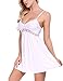 Monrolove Sexy Babydoll Lingerie For Women Lace V Neck Full Slip Nightwear White S