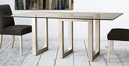 Saloom Furniture GCFS 4484 SER-Hammered Silver Serpent 44 x 84" Rectangular Glass Top Dining Table - Hammered Silver Finish