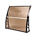 MCombo 39 inch x 38.6 inch Window Awning Outdoor Polycarbonate Hollow Sheet Door Patio Canopy (Dark Brown Hollow Sheet/Black Bracket+Aluminum Fixing Bar)