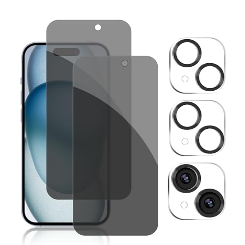 Pehael [2+2 Pack] iPhone 15 Privacy Screen
