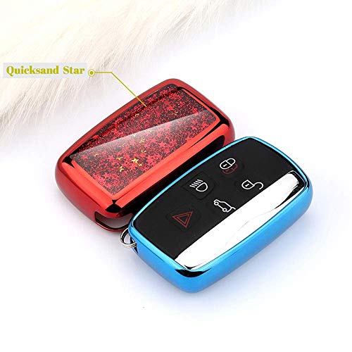 YIJINSHENG TPU Car Key Soft Plating Protection Shell Case Cover for Land Rover Jaguar Evoque,Velar,Sport,Discovery 5-Button Smart Key Remote Fob Shell Key Chains (Silver) - Thumbnail 5