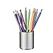 KUNGYO Aluminum Alloy Round Pen Pencil Holder With Non-Slip Mat Concise Desktop Stationery Organizer For Office, Home, School(Silver)