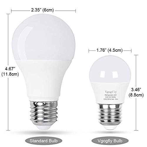 LED Refrigerator Light Bulb 40W Equivalent 120V A15 Fridge Waterproof Bulbs 5 W Daylight White