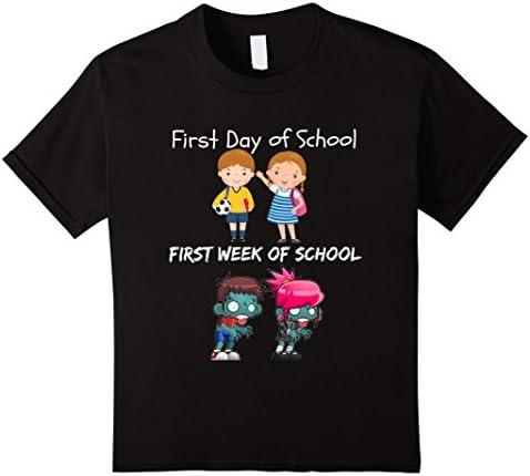 Kids First Day of School, First Week of School Zombie T-Shirt 4 Black