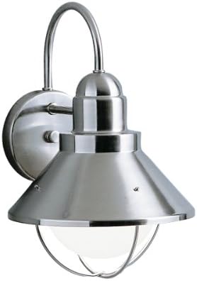 Kichler9022NI Seaside Outdoor Wall 1-Light, Brushed Nickel, Silver, 24.25-Inch