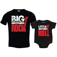 Sibling Set Brothers Rock, Little Brother Roll, Includes Medium (10-12) & 0-3 mo