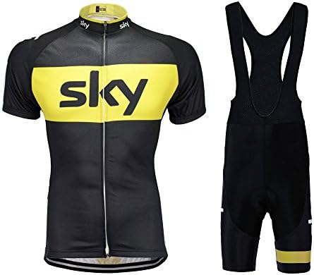 Yianerm Men's Cycling Jersey Breathable Full-zipper Comfortable Cycling Top And 3D-padded Tight Bib(Short) Set For Outdoor Riding (X-Large, Yellow&amp;Black Bib Set) ¡­