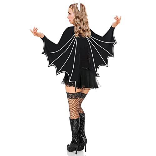 Halloween Bat Wings Costumes Glow in The Dark Women\'s Cozy Bat Shrug and Headband