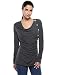 Q.Boutik Women's Cowl Neck Button Embellished Ruched Knit Tunic Blouse Top(FBA)