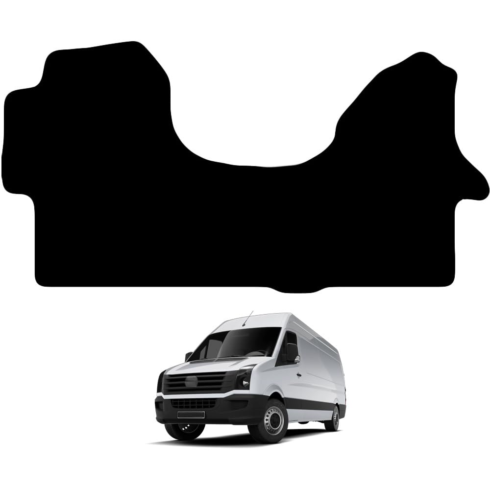 Carsio Carpet Van Cab Mats For VW Crafter 2006 to 2018 Tailored Fit Floor Mat Set Complete Accessory Black Custom Fitted - All Weather, Anti-Slip Backing & Black Trim