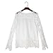 Chen Women White Sheer Sleeve Embroidery Top Blouse Lace Crochet Chiffon Shirt (16)