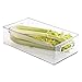 mDesign Large Stackable Kitchen Storage Organizer Bin with Pull Front Handle for Refrigerators, Freezers, Cabinets, Pantries - BPA Free, Food Safe - Deep Rectangle Tray Basket, Pack of 6, Clear