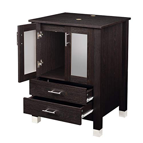 24 inch Bathroom Vanity and Vessel Sink with Vanity Mirror,Modern MDF Cabinet w/Sink Faucet &Drain set
