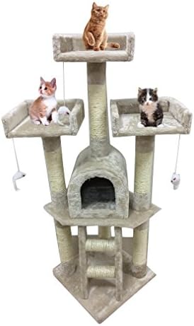 Hongyans Cat Play Towers & Trees Station - Pet Scratch Poles Activity Centre Houses Sleep & Rest Bed- Scratching Toy Posts with Platform for Kitten